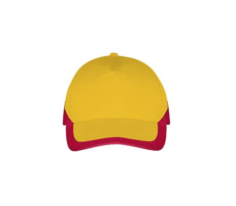 Casquette bicolore jaune et rouge