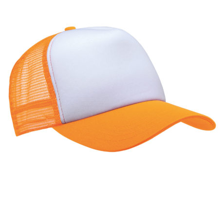 Casquette filet orange fluo-blanc