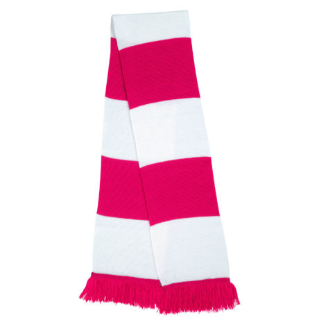 Echarpe tricot rose et blanche