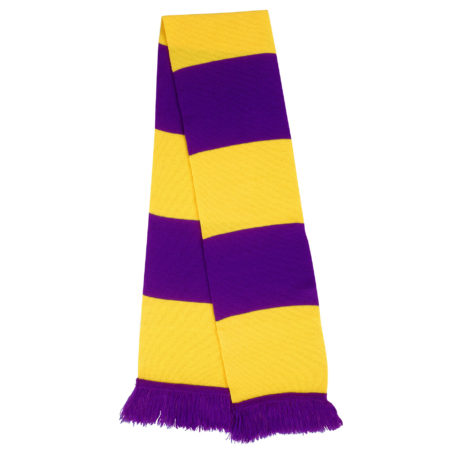 Echarpe tricot violette et jaune