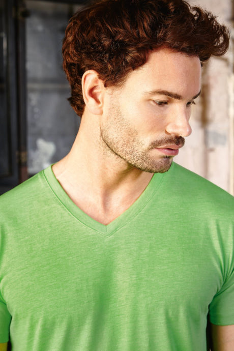 T Shirt Col V Fit Look Chiné