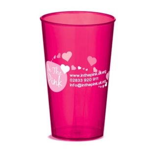 Verre plastique rose transparent personnalisable