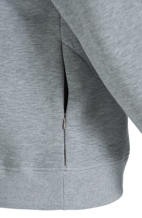 poche latéral fermeture sweat col rond gris