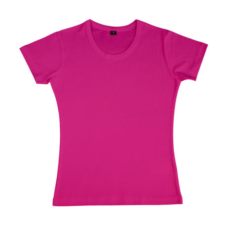 tee shirt col rond rose fushia