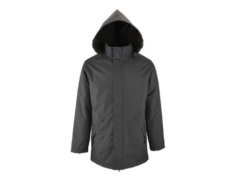 Parka anthracite sur fond blanc