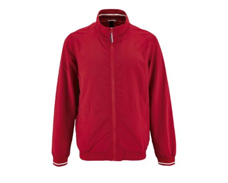 veste zip col tricolore en rouge