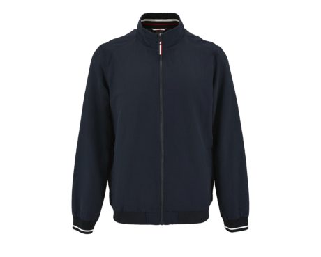 veste zip col tricolore en bleu nuit