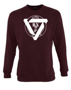 MAquette logo face sur sweat col rond bordeaux