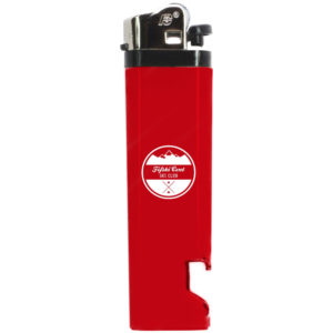 Briquet rouge avec logo blanc