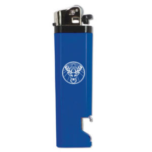 Briquet bleu avec logo blanc