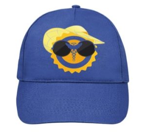 Casquette bleu avec logo jaune et noir