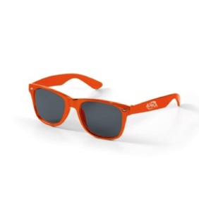Maquette lunettes orange avec verres foncés