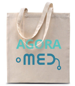 Totebag ecru avec logo vert et bleu