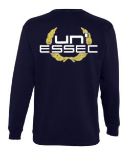 Maquette logo dos sur sweat col rond bleu marine